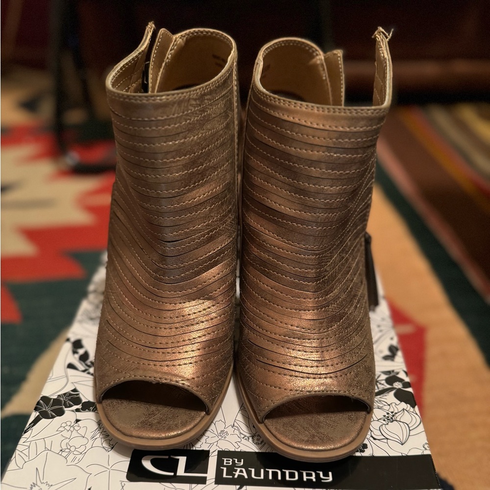 CL by Laundry - Gold Peep Toe Booties